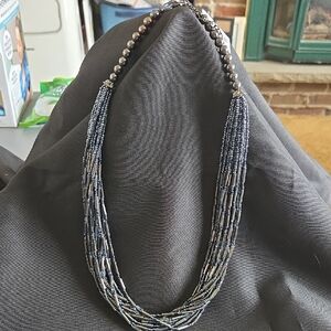 Cookie Lee Multi-Strand Black and Gray Necklace